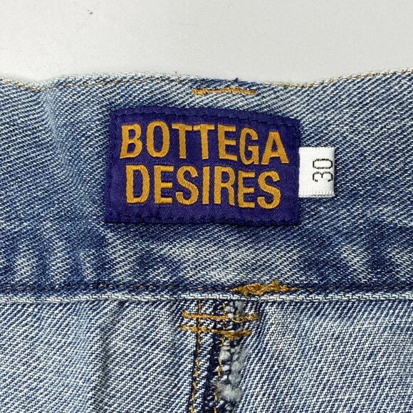 NEW Bottega Desires Men’s Embroidered Appliqué Denim Shorts – Blue Size 30 Fray - Picture 2 of 10